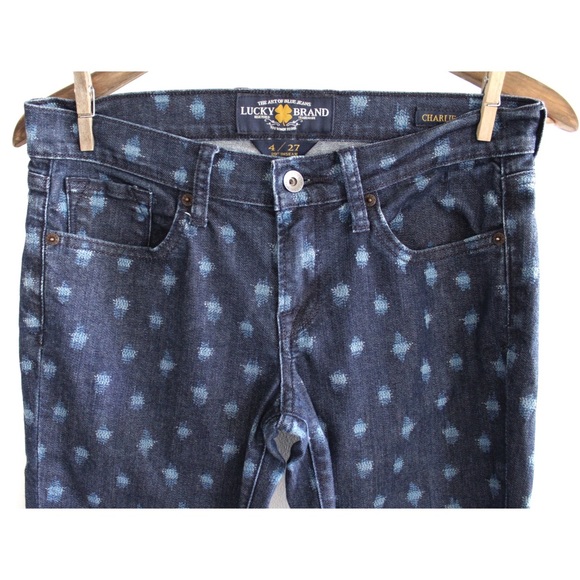 Lucky Brand Dotted Charlie Skinny Jeans 4 27 Preowned Dark - Picture 2 of 9